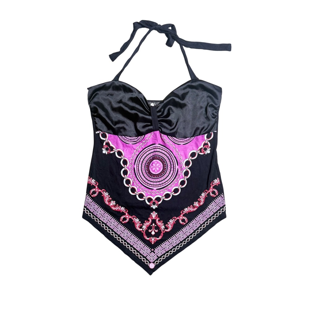 Venus Halter Top Pink Print Handkerchief